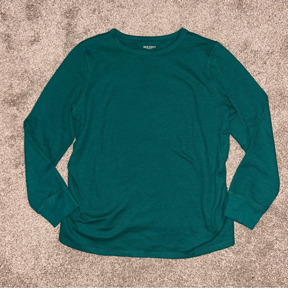 Green Maternity Shirt Small NWT Old Navy Waffle Knit Emerald Green Shirt